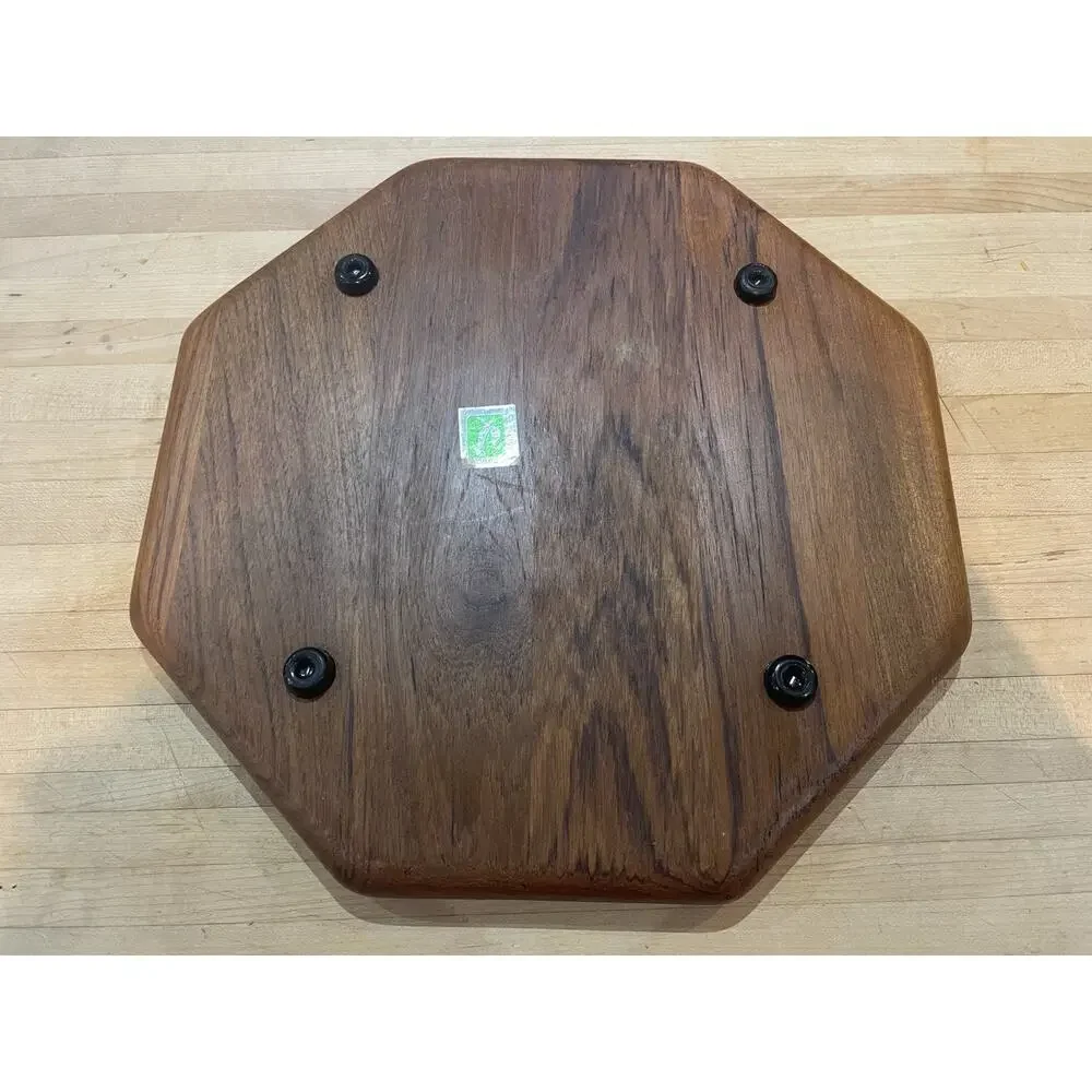 Vtg Goodwood 14” Teak Wood Cheeseball Board Tray Charcuterie Appetizers Octagon